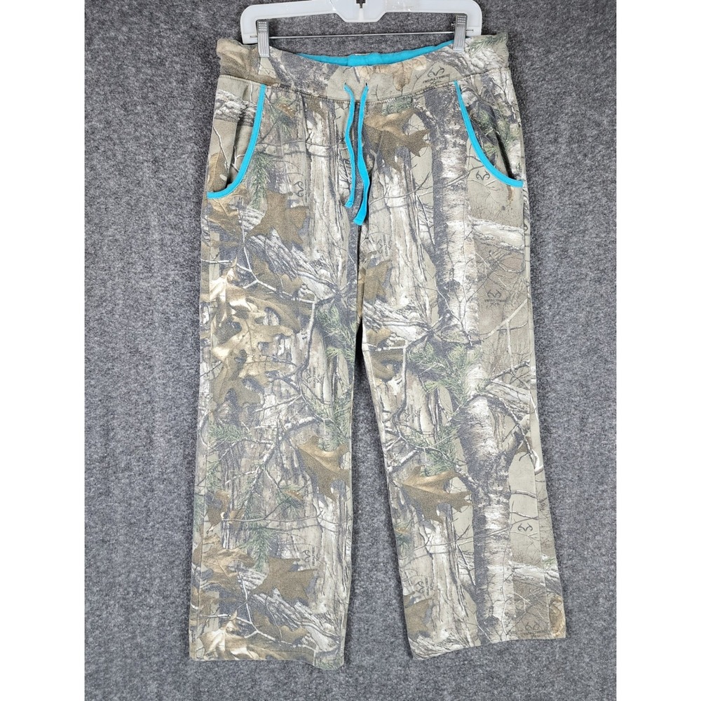 Realtree Sweatpants Womens XL W316630 Xtra Camo Green Teal Pockets EUC
